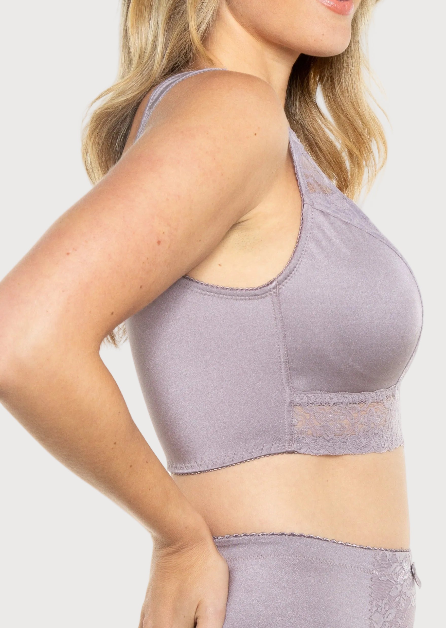 Pin-Up Girl Lace Leisure Bra w/Pads purple grey side
