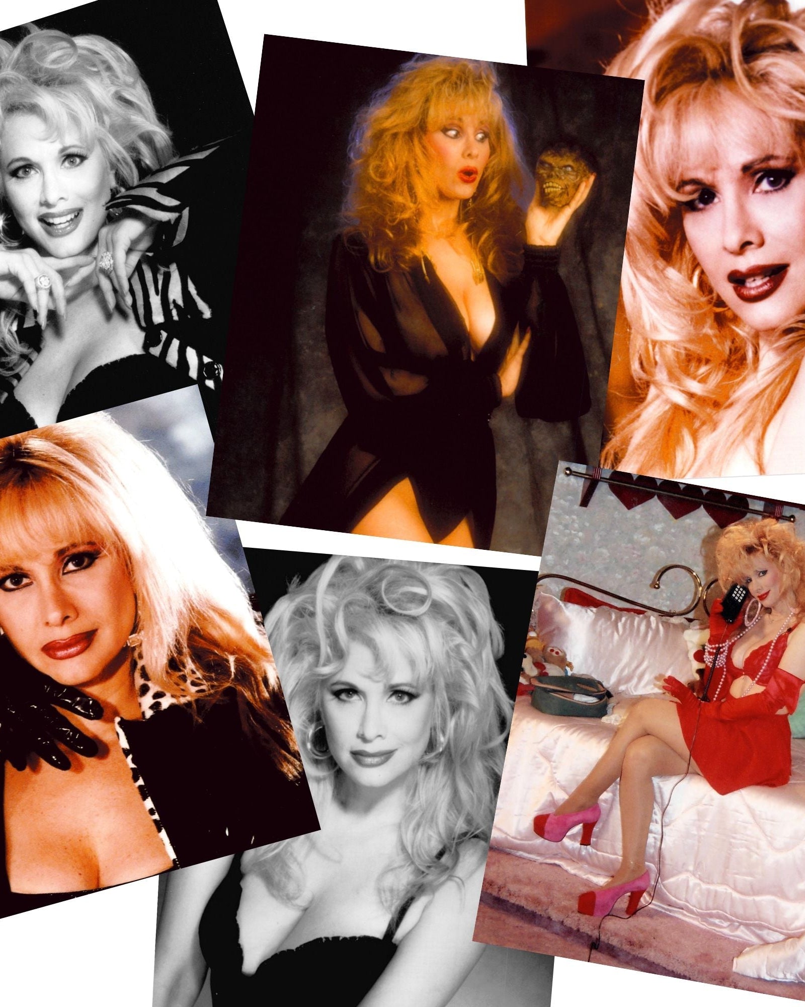 Collage of Rhonda Shear in various poses and outfits.