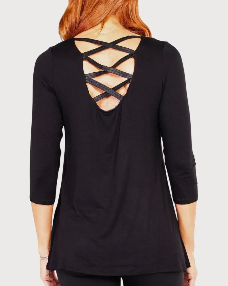 Crossover Detail Top Black Back