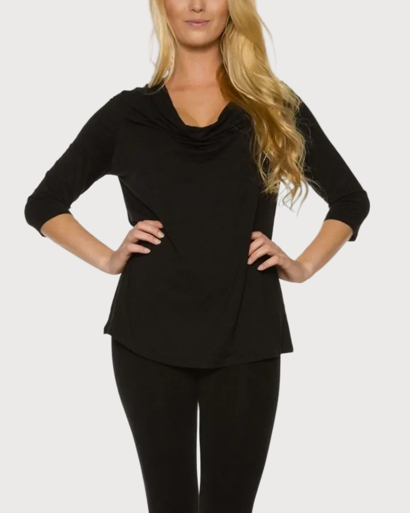 Cowl Neck 3/4 Sleeve Top_Rhonda_Shear_0