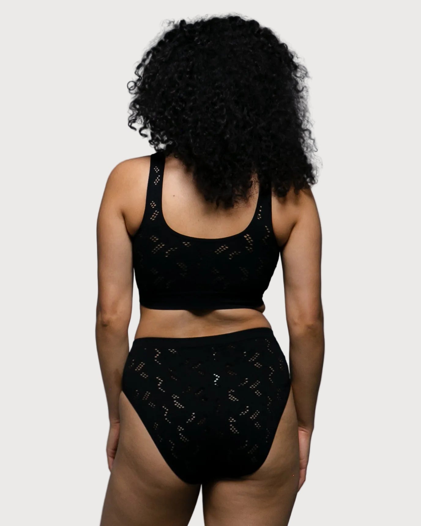 Black Lace Crochet Ahh Bra by Rhonda Shear — alternate view, seamless lace bra