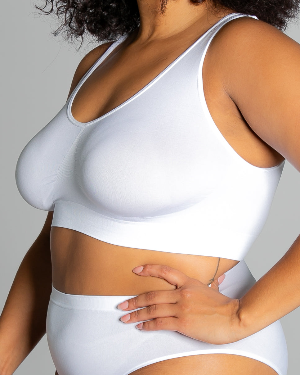 9588 white bralette side close, no pads, no adjustable straps, no hooks and eyes. - AHH BRA