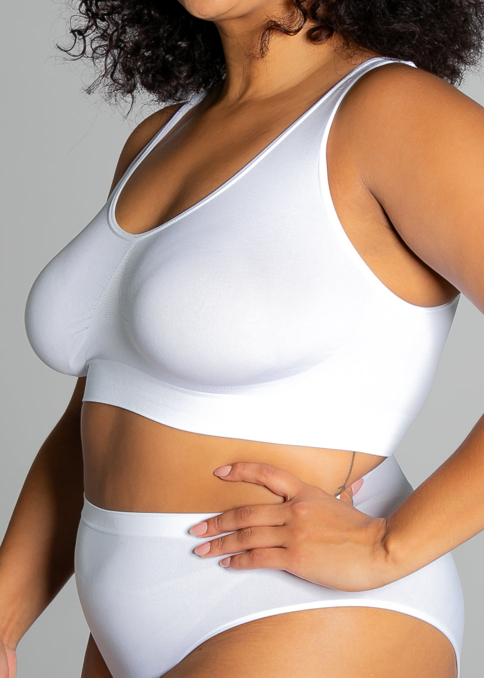 9588 white bralette side close, no pads, no adjustable straps, no hooks and eyes. - AHH BRA