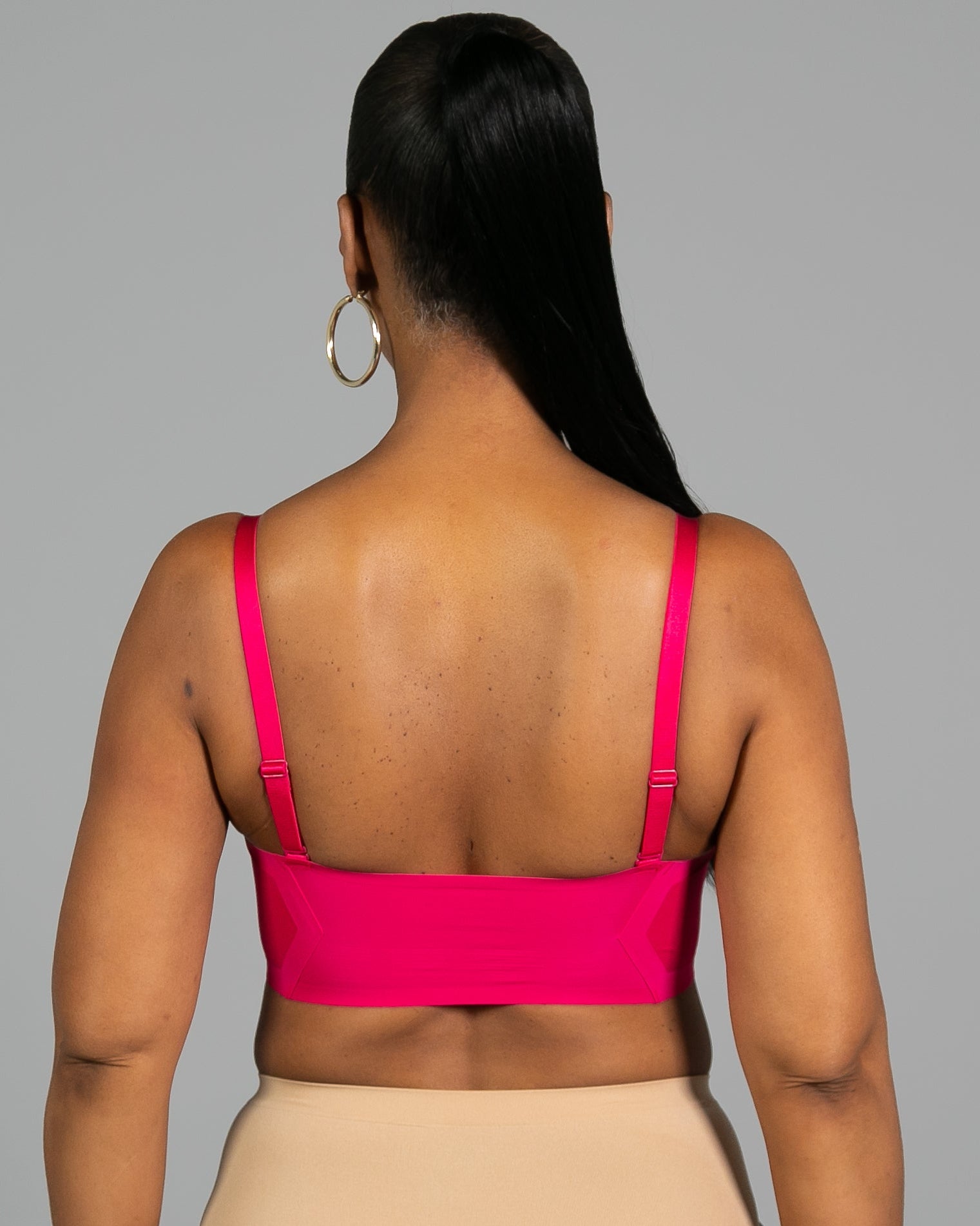 Beetroot Invisible Edge Bra w. Mesh Cut-out Detail by Rhonda Shear — alternate view, seamless butterknit bra
