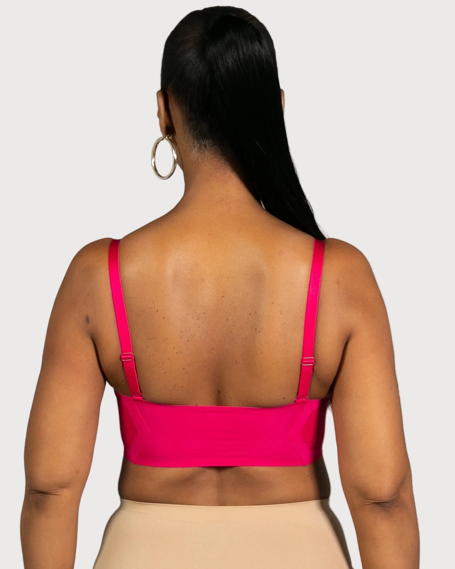 Beetroot Invisible Edge Bra w. Mesh Cut-out Detail by Rhonda Shear — alternate view, seamless butterknit bra