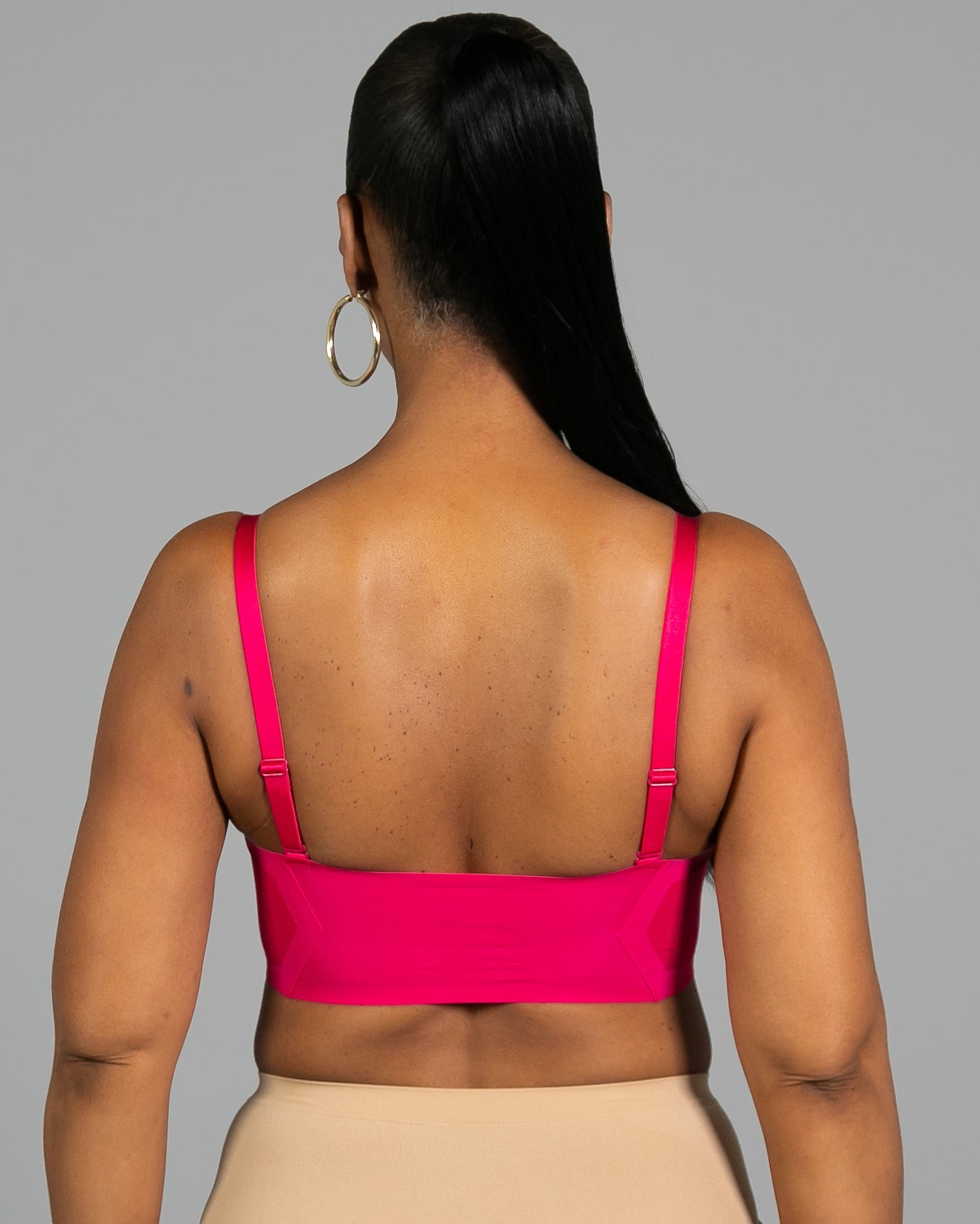Beetroot Invisible Edge Bra w. Mesh Cut-out Detail by Rhonda Shear — alternate view, seamless butterknit bra