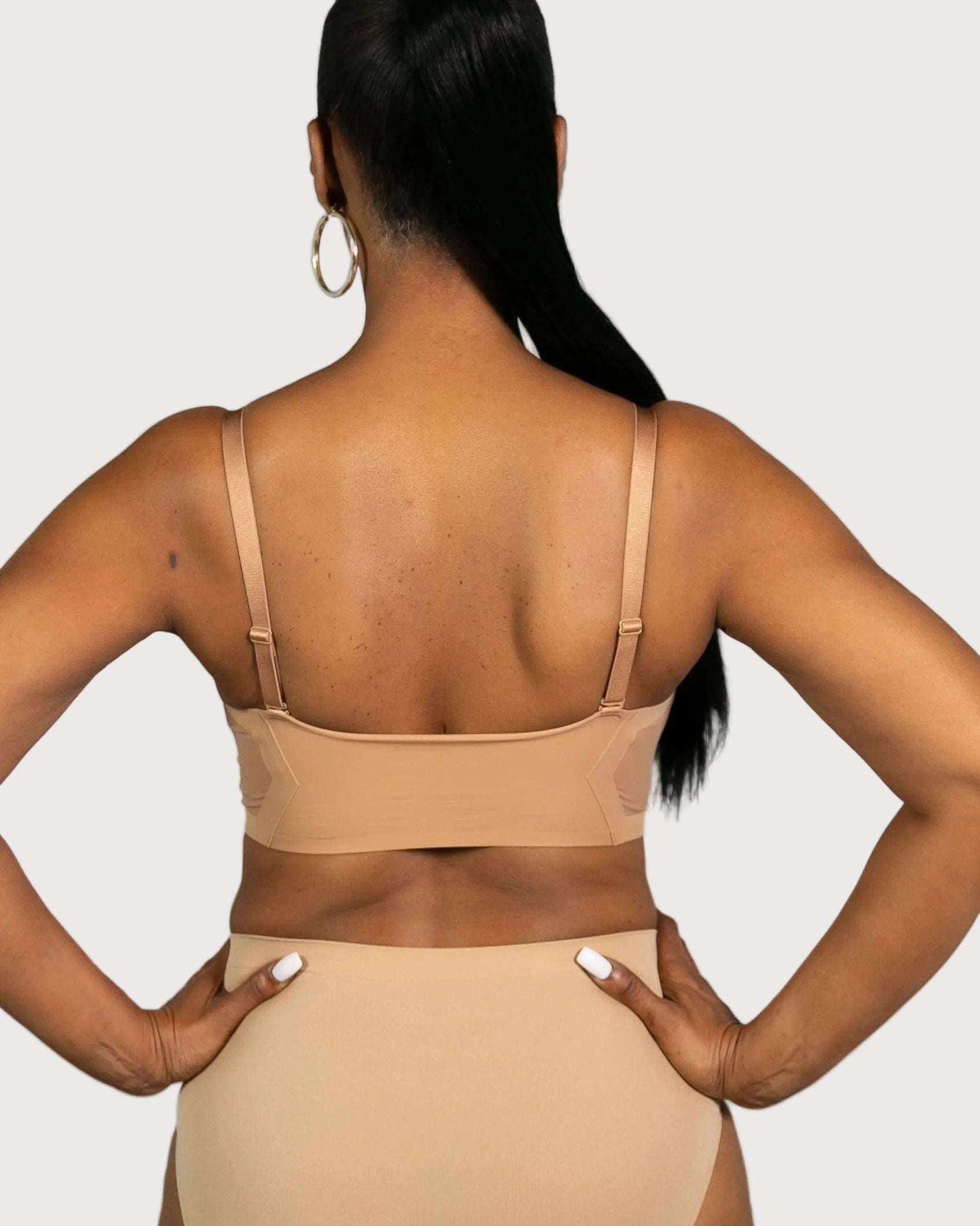 Sienna Invisible Edge Bra w. Mesh Cut-out Detail by Rhonda Shear — alternate view, seamless butterknit bra