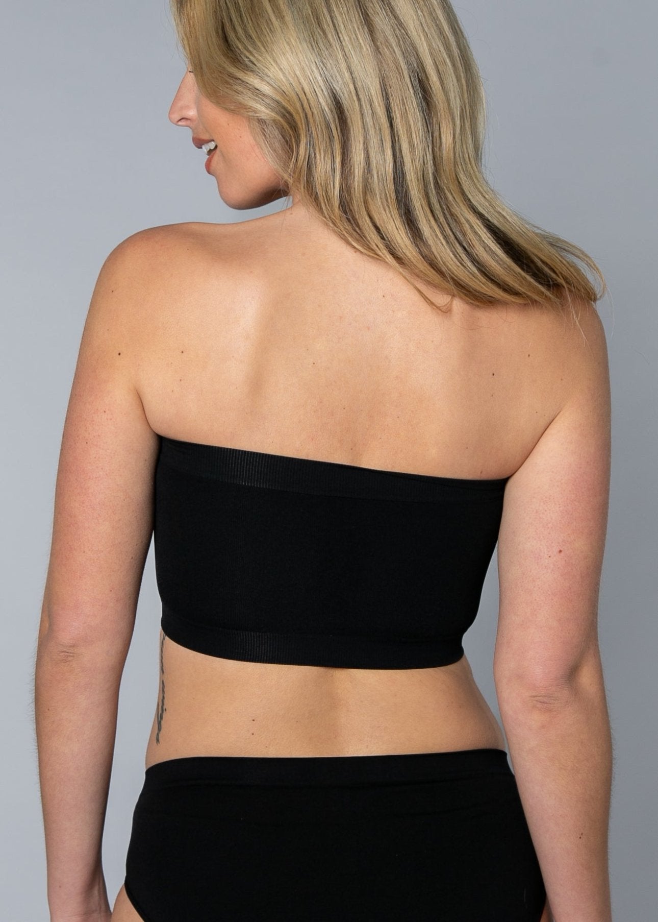 Style 9683 - Angel Seamless Underwire Bandeau Bra with Removable Pads - Black back