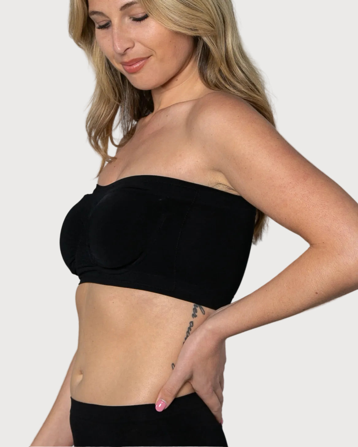 Style 9683 - Angel Seamless Underwire Bandeau Bra with Removable Pads - Black side