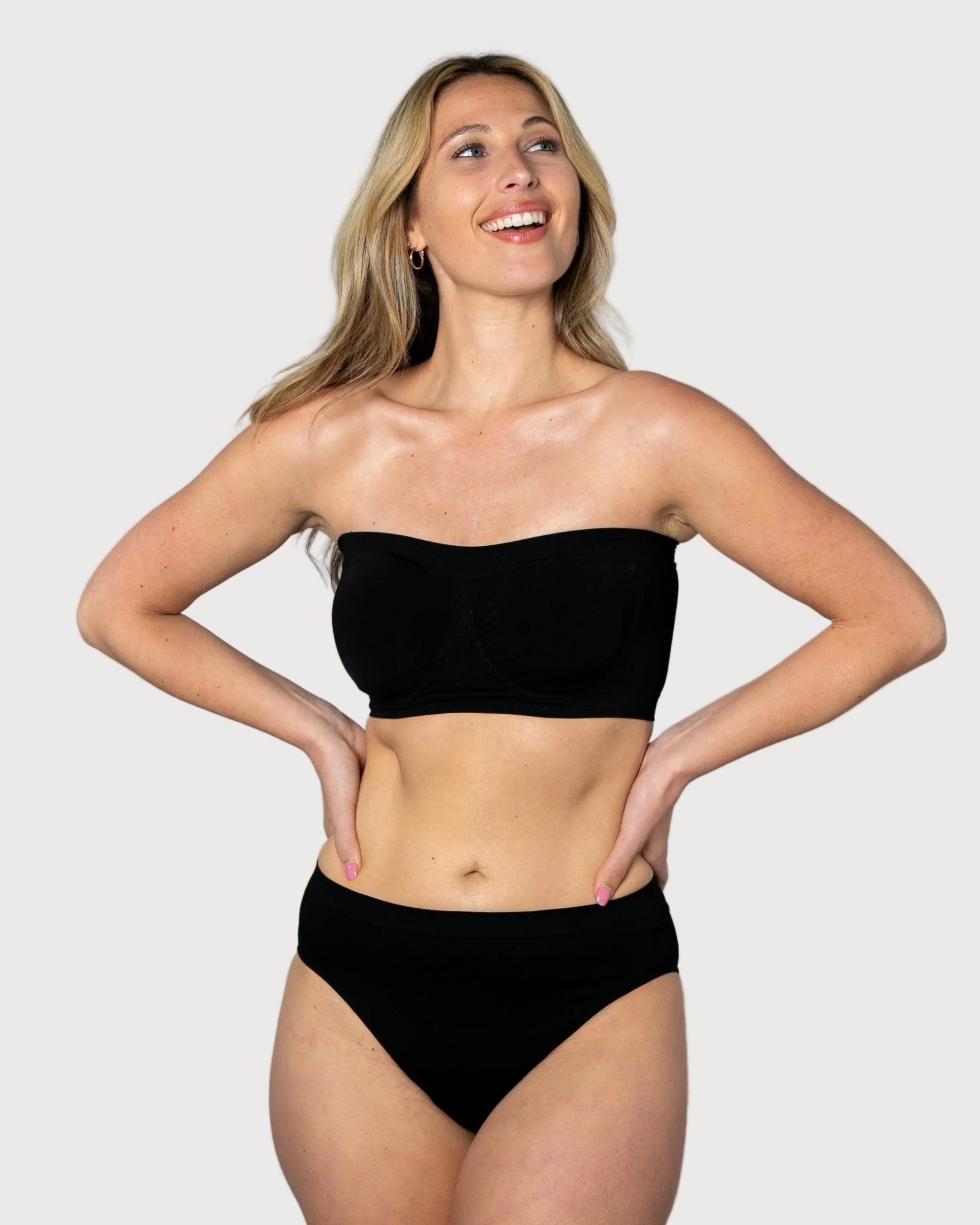 Style 9683 - Angel Seamless Underwire Bandeau Bra with Removable Pads - Black front