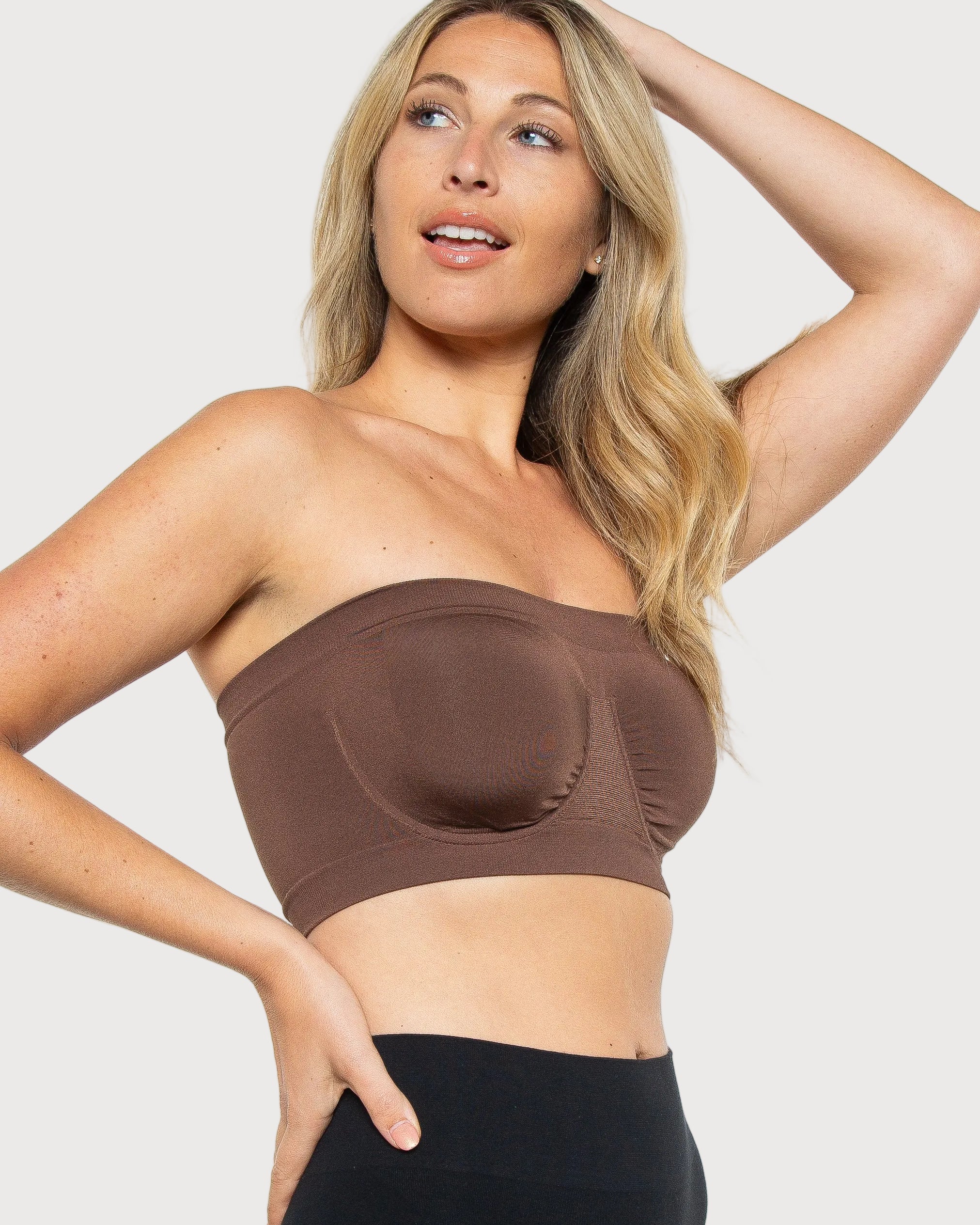 Espresso Angel Seamless Underwire Bandeau Bra by Rhonda Shear — alternate view