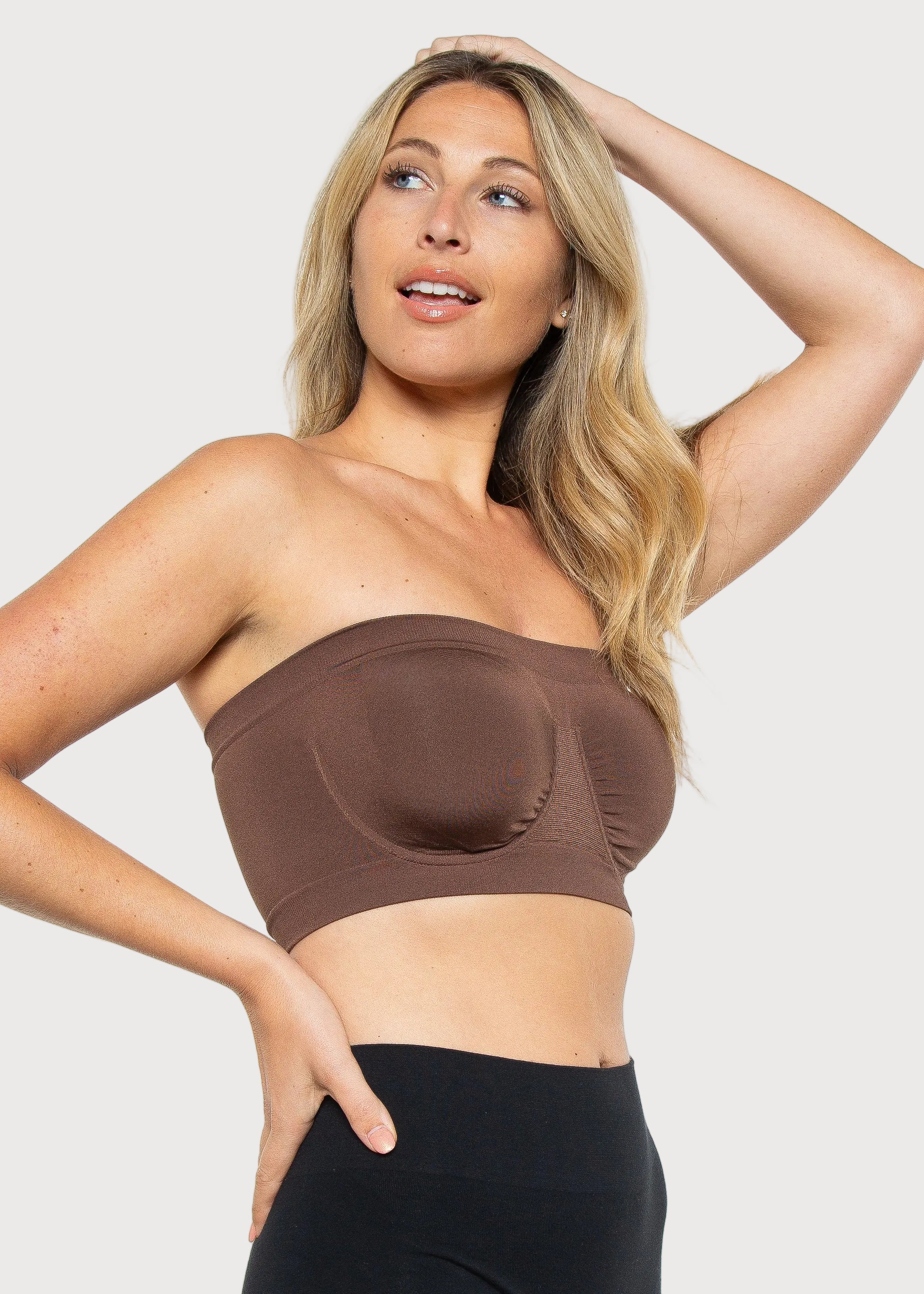 Espresso Angel Seamless Underwire Bandeau Bra by Rhonda Shear — alternate view