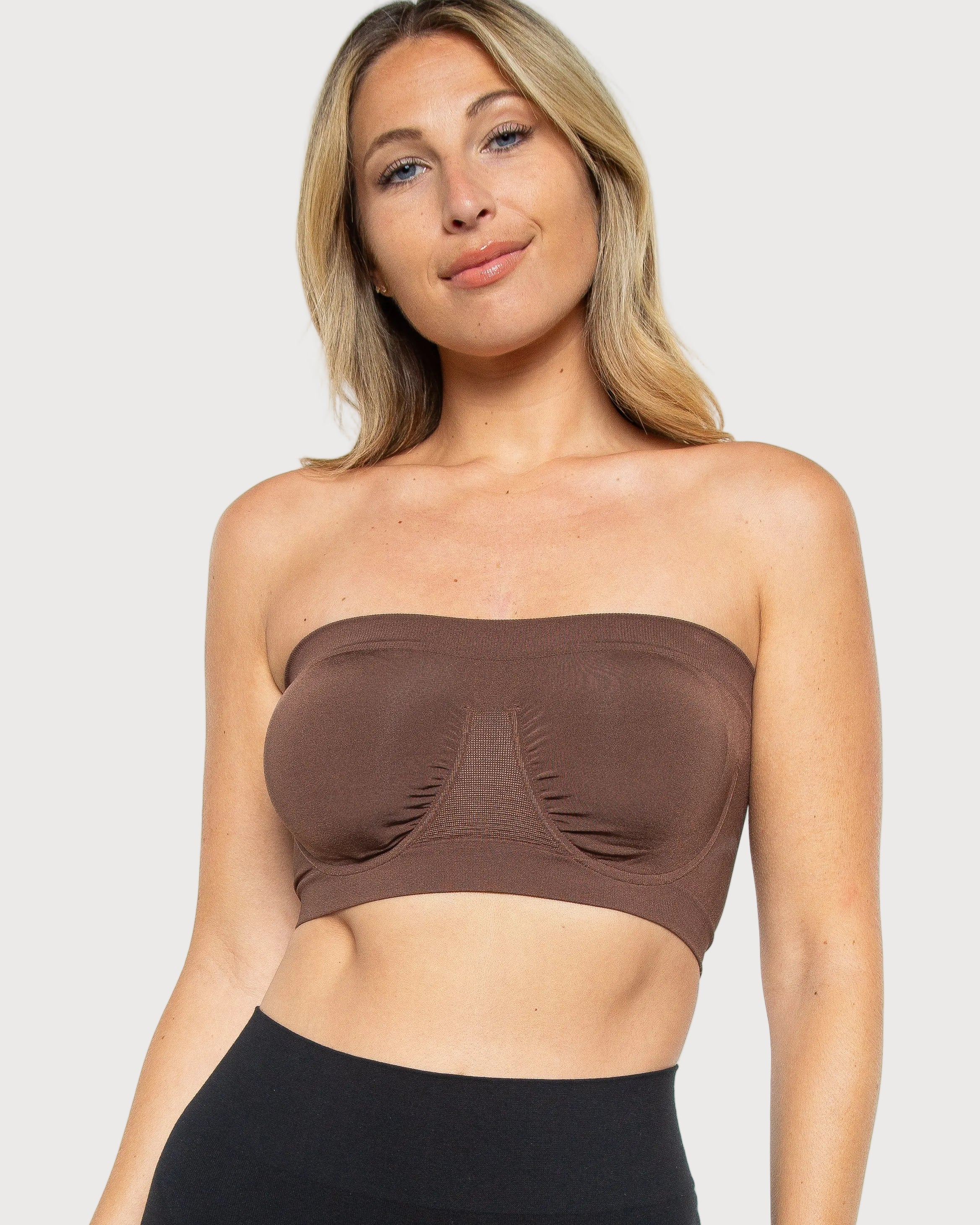 Espresso Angel Seamless Underwire Bandeau Bra by Rhonda Shear — alternate view