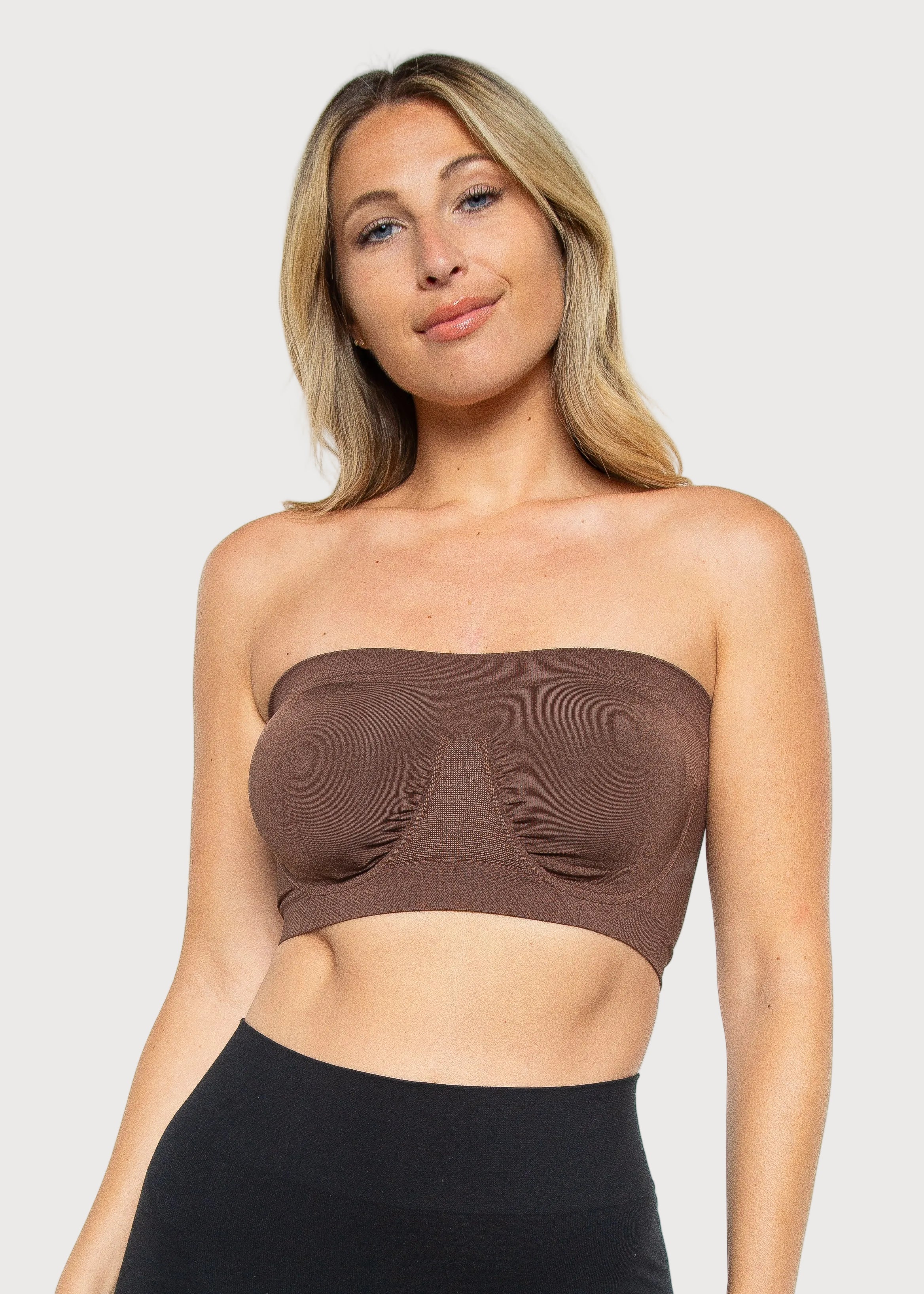 Espresso Angel Seamless Underwire Bandeau Bra by Rhonda Shear — alternate view