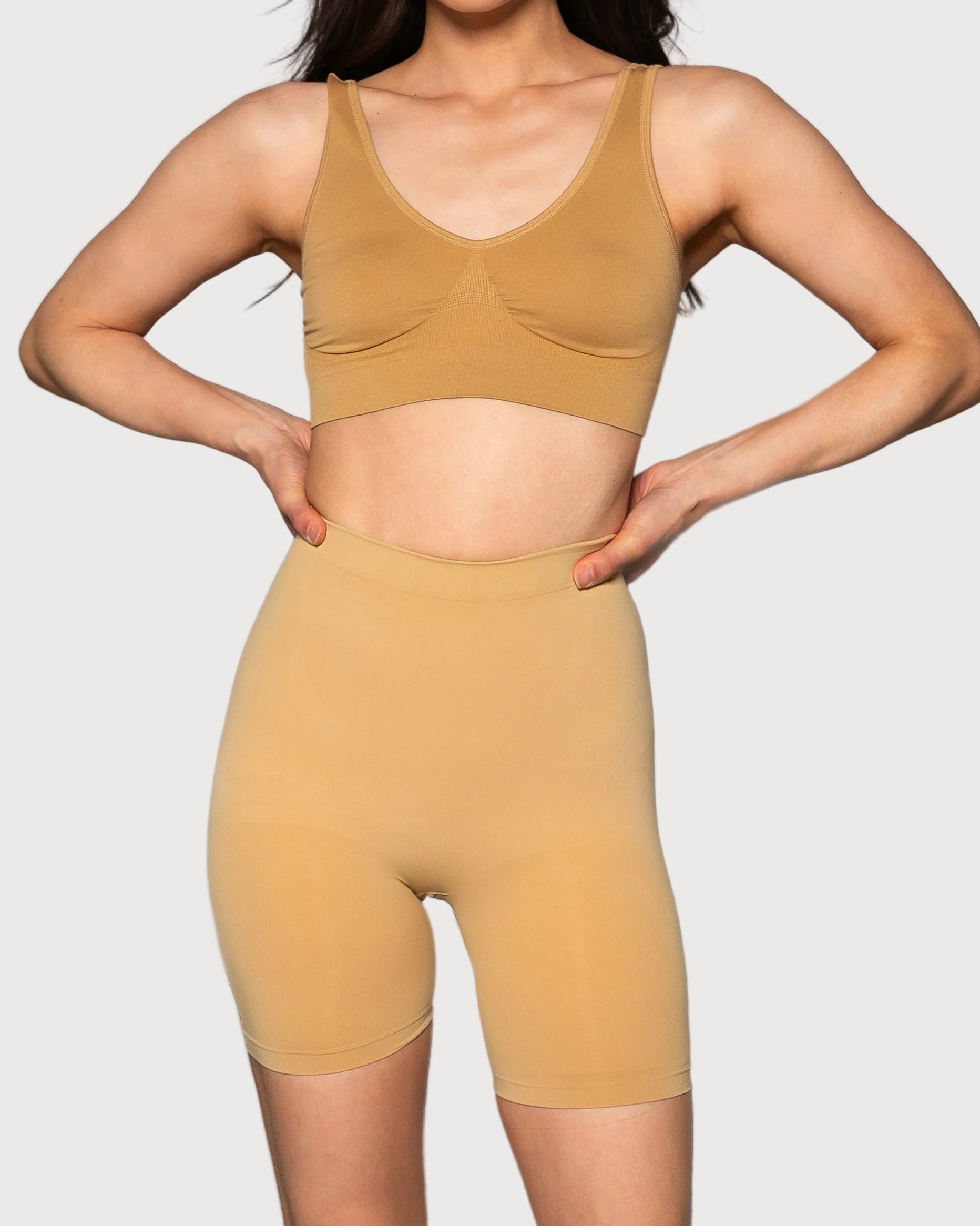 Shear Control Seamless Sculpt Mid Thigh Short by Rhonda Shear — mid-thigh shaping short