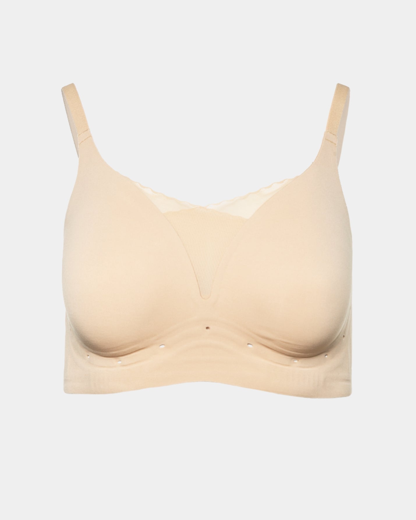 Style-1700-PERFORATED GEL BRA WITH MESH DETAIL-Light Beige