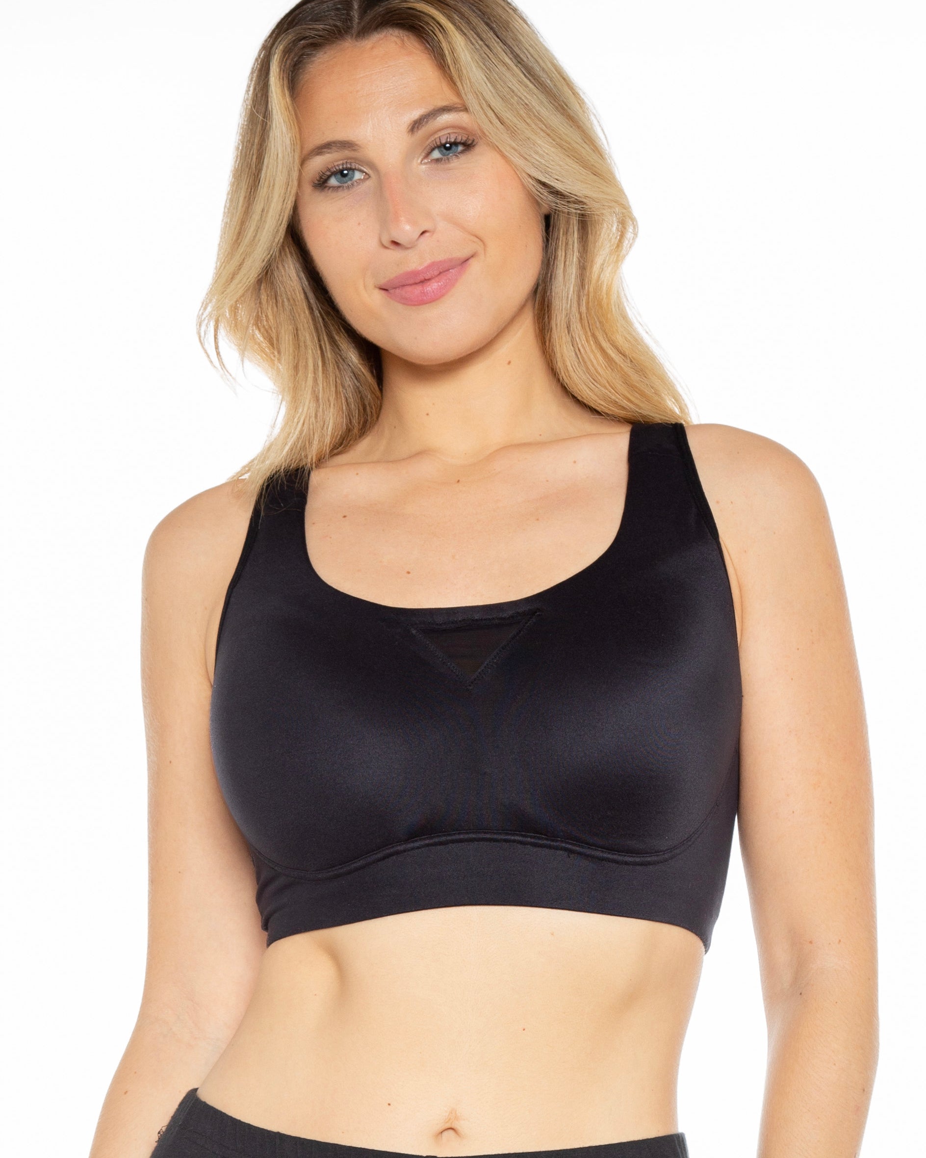 Style-9100-SHEAR SCULPT ACTIVE BRA-Black-Front