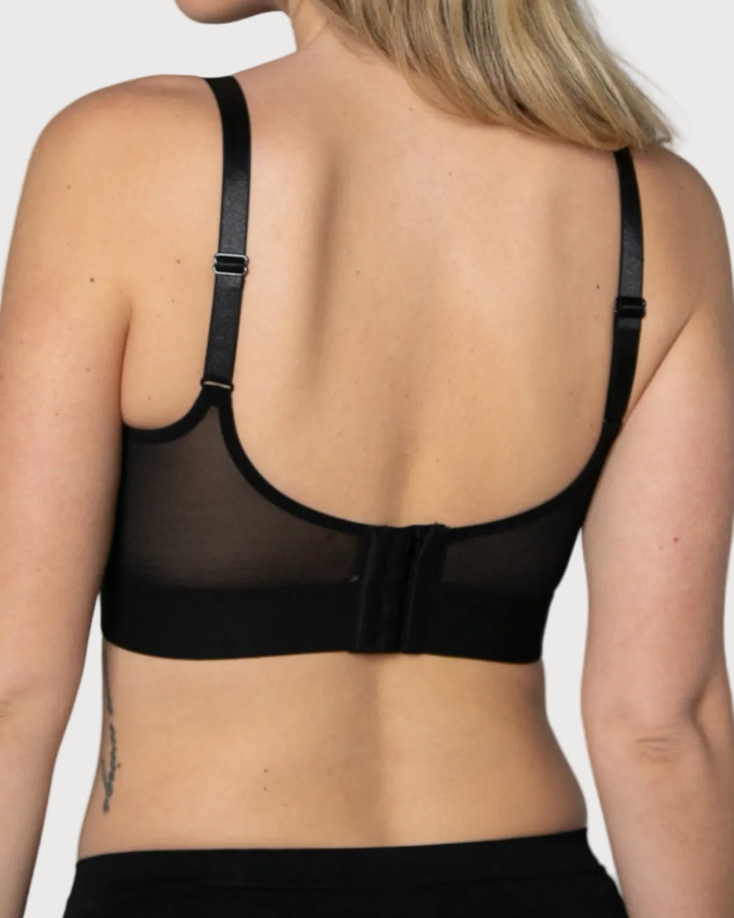 Style-B4107-LACE MOLDED CUP BRA WITH BACK CLOSURE-Black-Back