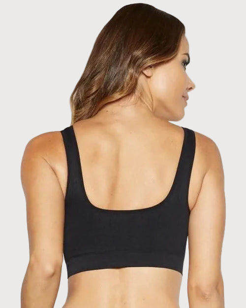 Black Double Layer Ahh Bra by Rhonda Shear — alternate view, seamless bra with removable pads