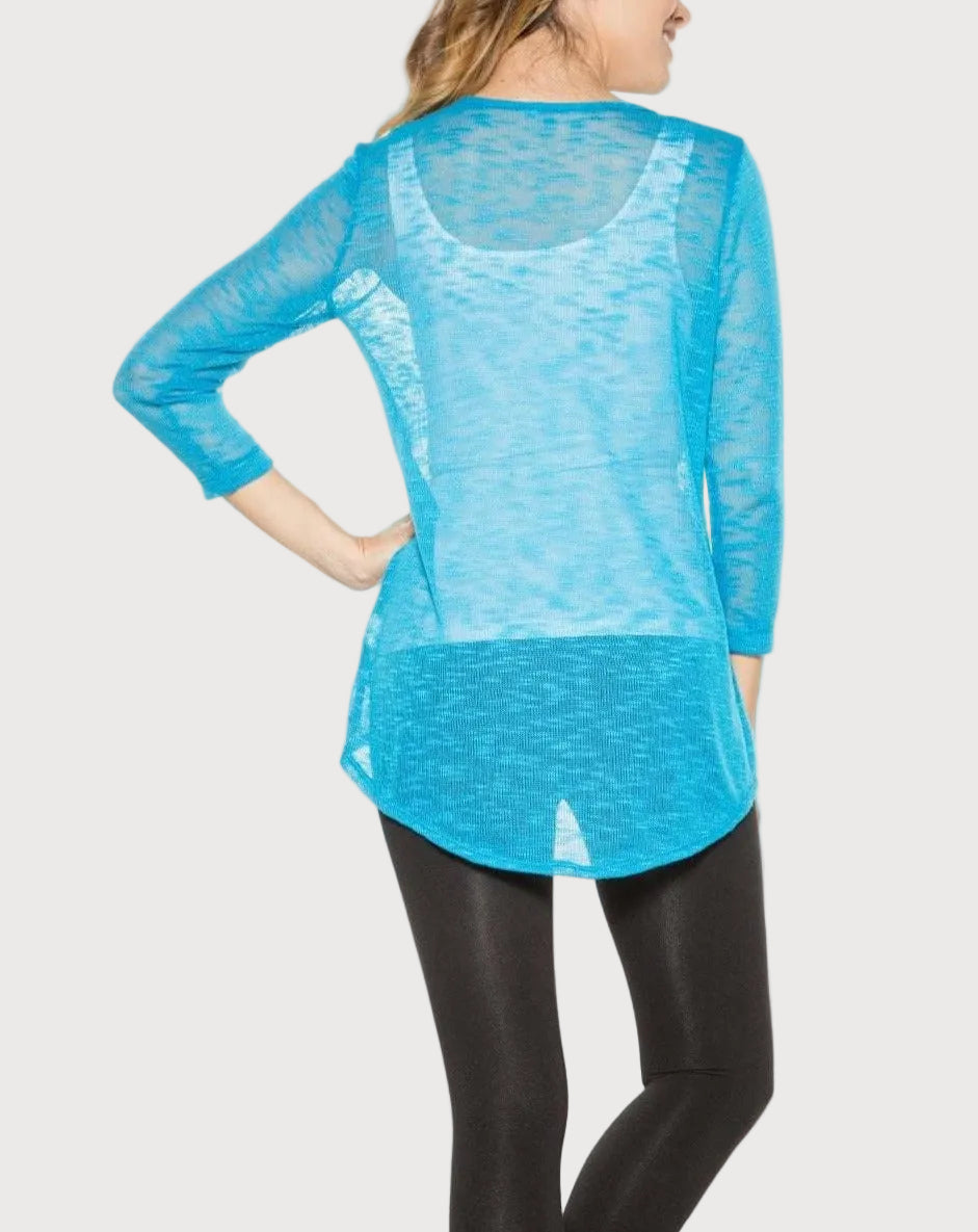 3/4 Sleeve Slub Top_Rhonda_Shear_2