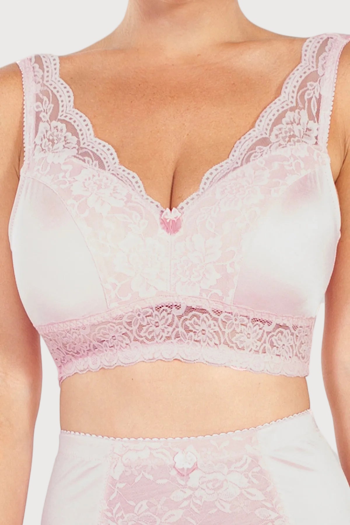 Pin-Up Girl Lace Leisure Bra w/Pads : Sale Colors_Rhonda_Shear_17 - Pink front