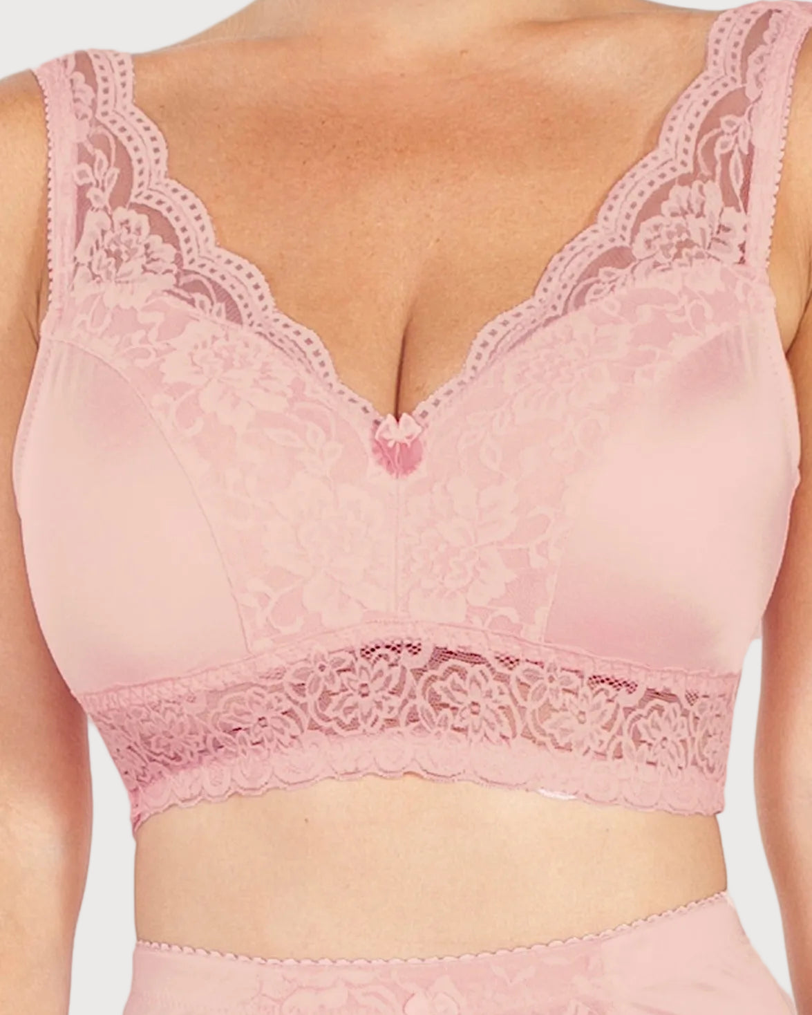Pin-Up Girl Lace Leisure Bra w/Pads : Rose Blush Front 672P