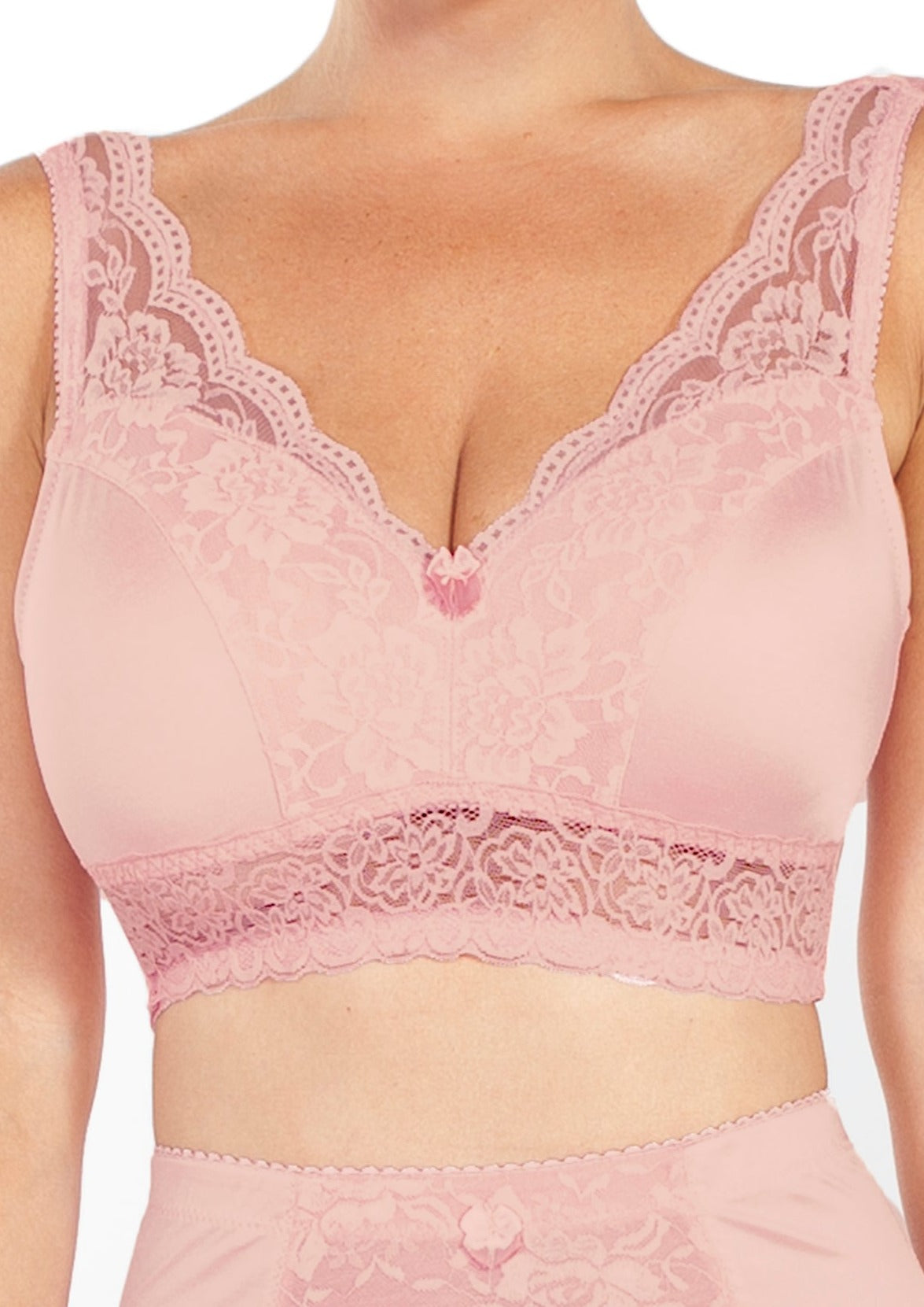 Pin-Up Girl Lace Leisure Bra w/Pads : Rose Blush Front 672P