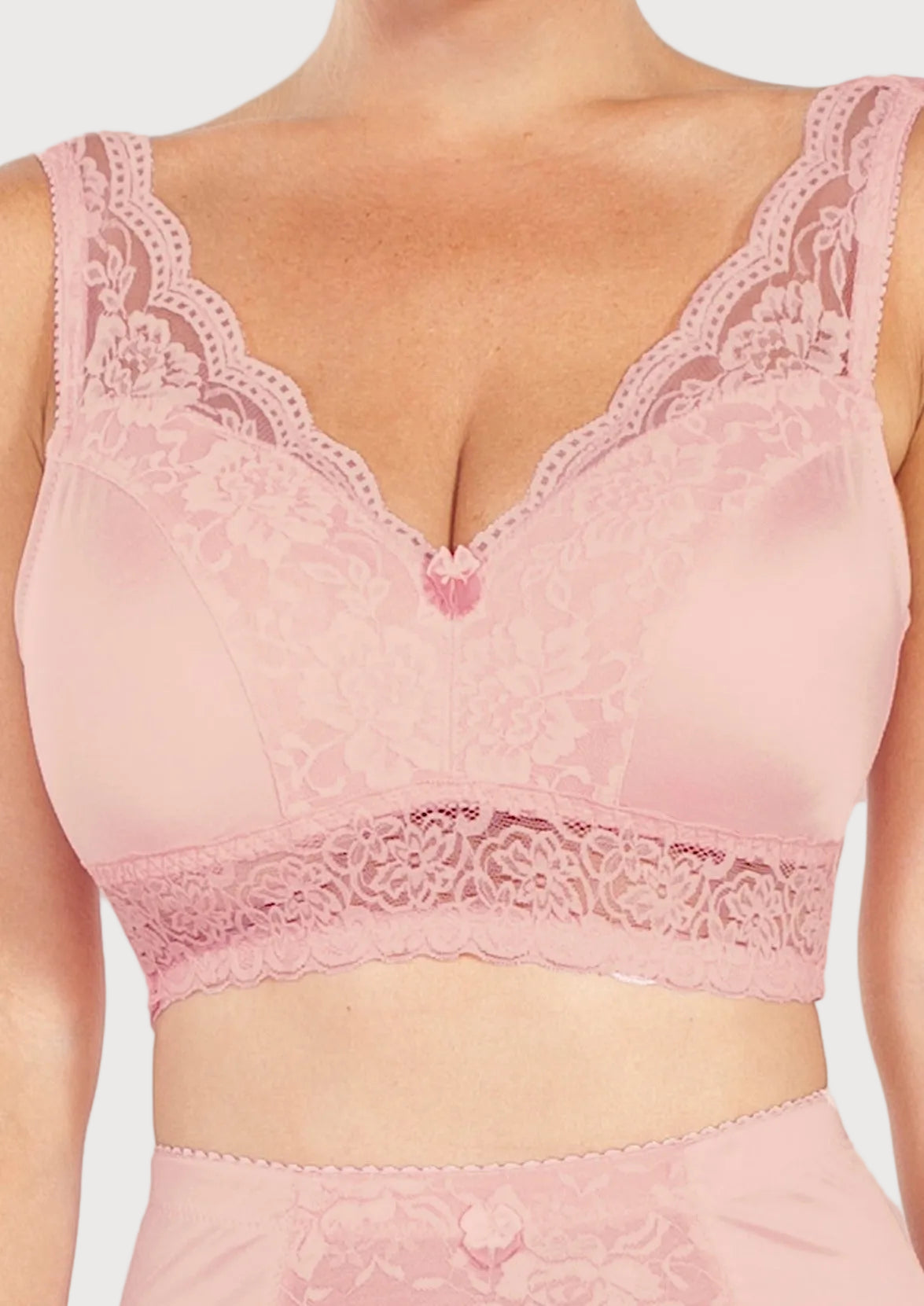 Pin-Up Girl Lace Leisure Bra w/Pads : Rose Blush Front 672P