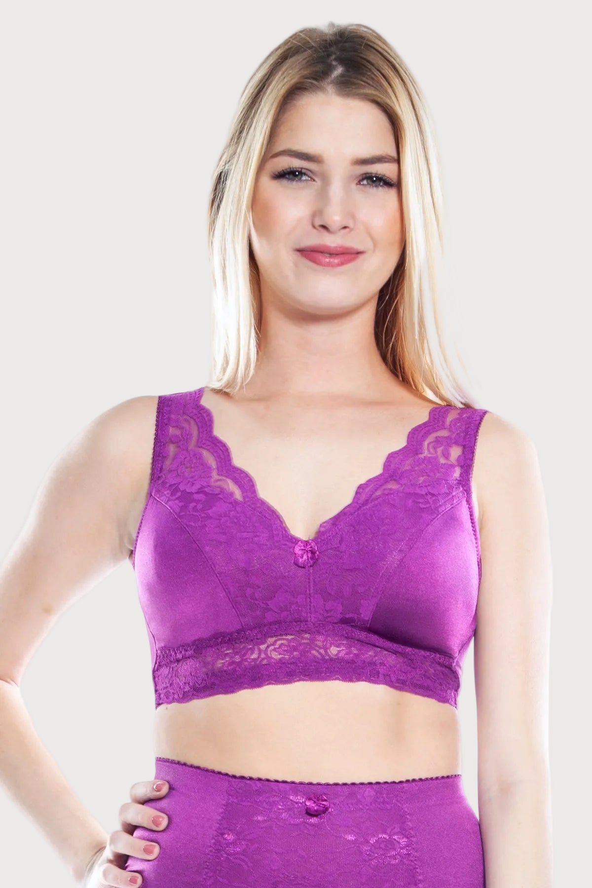 Pin-Up Girl Lace Leisure Bra w/Pads Rhonda_Shear_14 - Hollyhock front