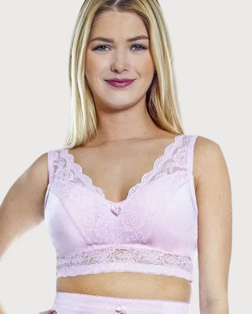 Pin-Up Girl Lace Leisure Bra w/Pads Colors_Rhonda_Shear_5 - Parfait Pink Front