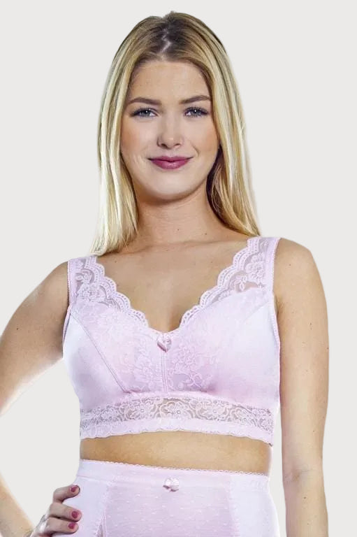 Pin-Up Girl Lace Leisure Bra w/Pads Colors_Rhonda_Shear_5 - Parfait Pink Front