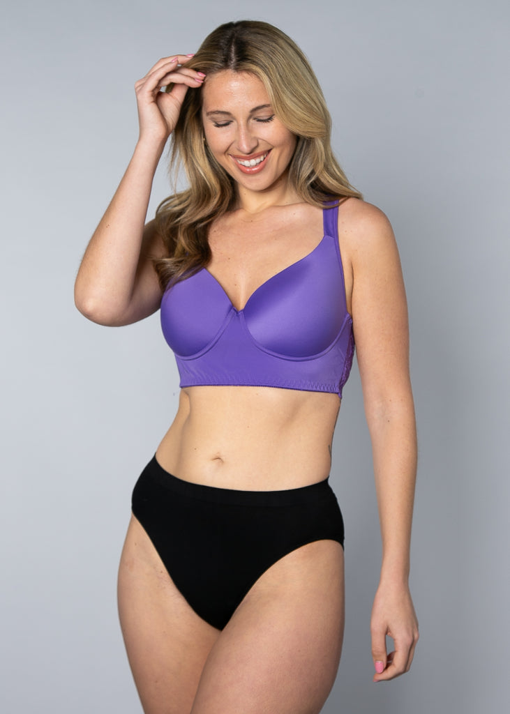 0026 - Molded Cup Wireless Bra with Lace Back - Purple