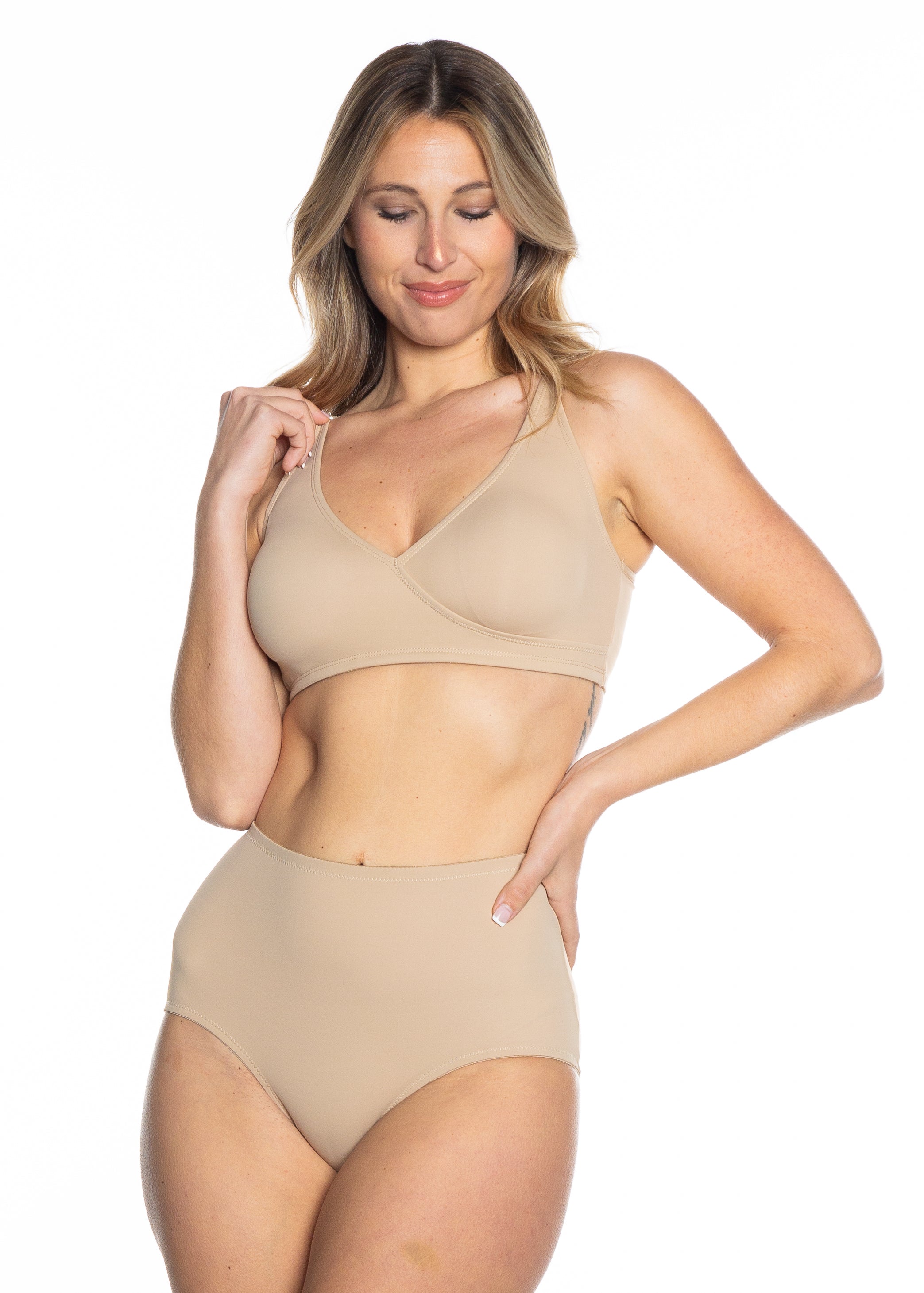 1795 Beige Bra, front picture, wireless bra