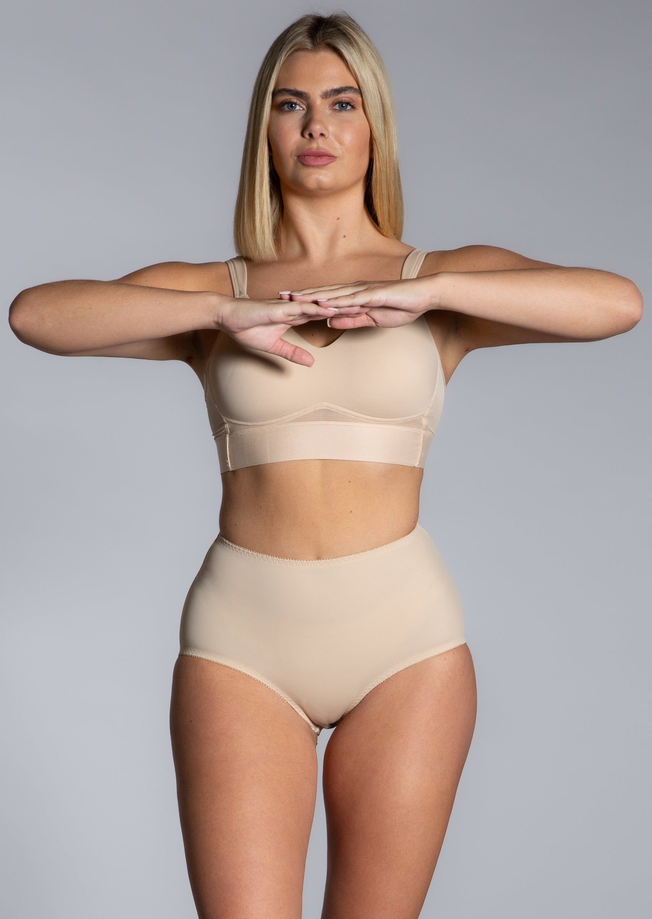 Style 4113-Full Coverage Brief Panty - Beige Front