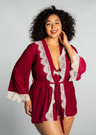 Up All Night Lace Trim Robe - style 4810