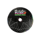 Black DVD with Halloween-themed text and design on a white background