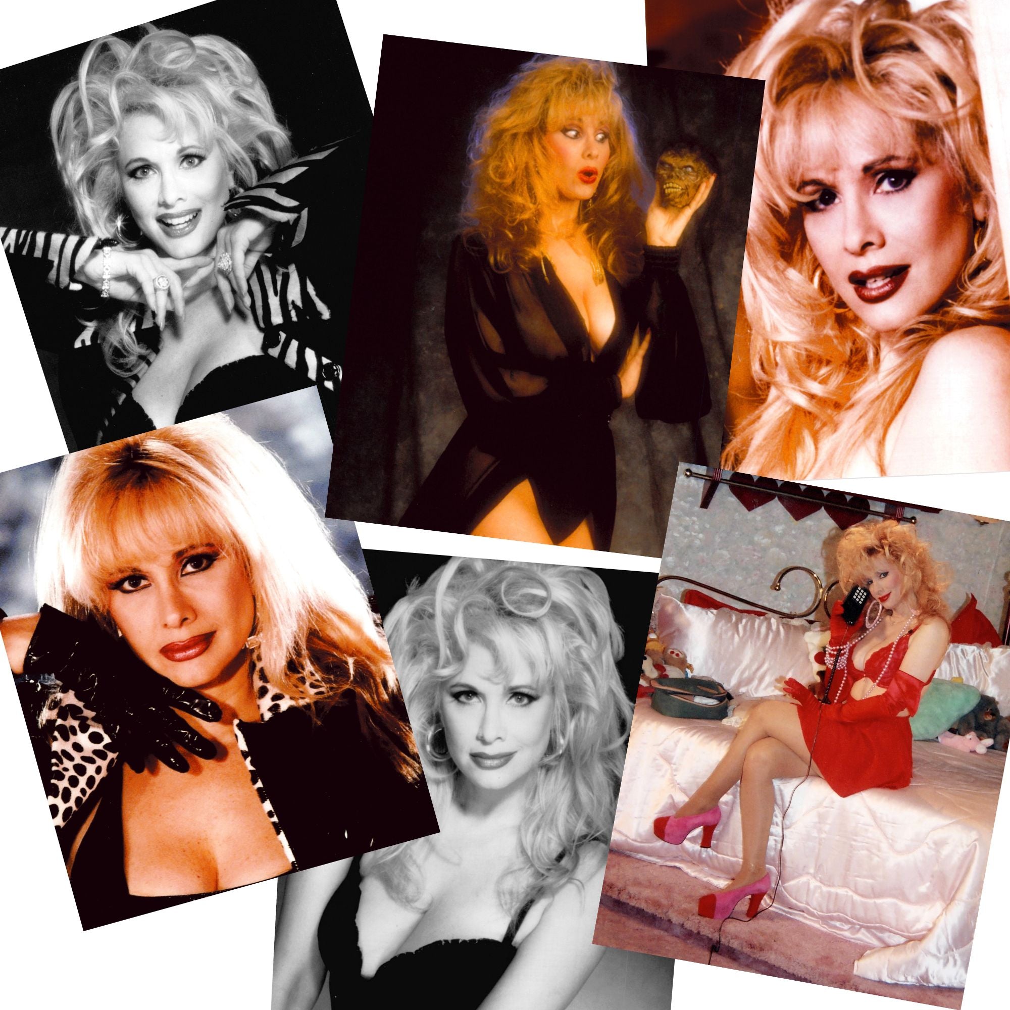 Collage of Rhonda Shear in various poses and outfits.