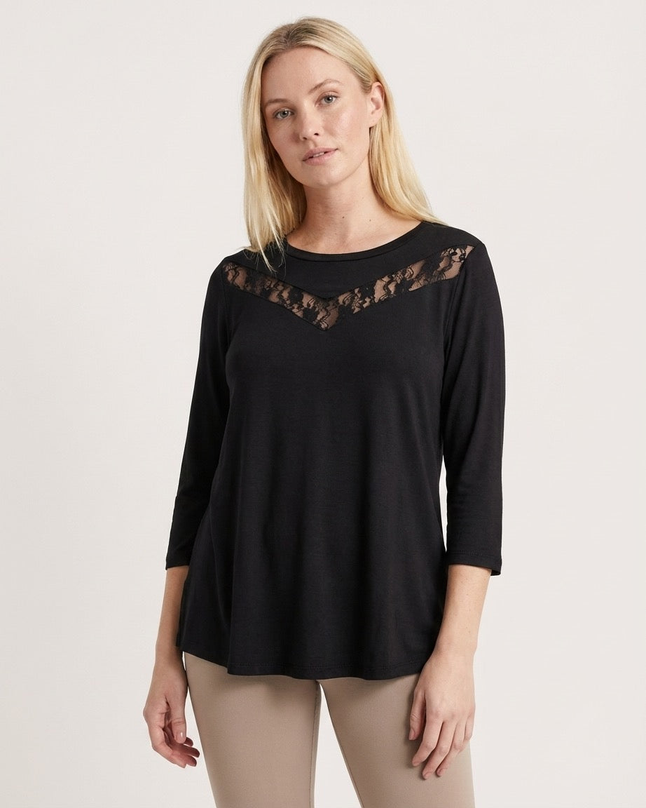 Lace Inset Top | Women's Clothing | Rhonda Shear
