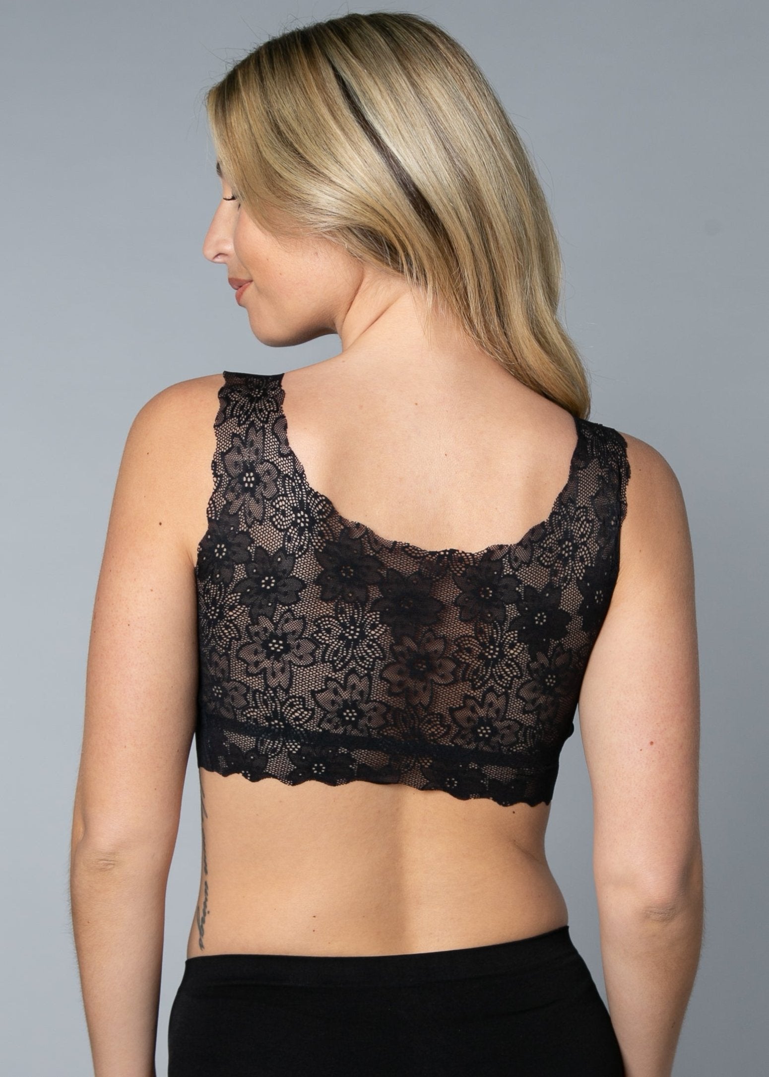 Style 9590 - Stretch Lace Leisure Bra - Black back