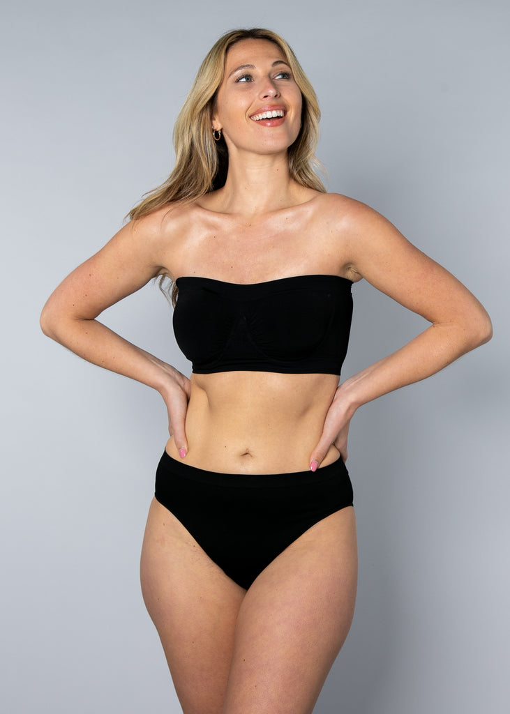 Buy Black Scallop Edge Non Wire Strapless Bandeau Bra from Next Luxembourg