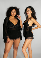 Up All Night Lace Trim Robe - style 4810