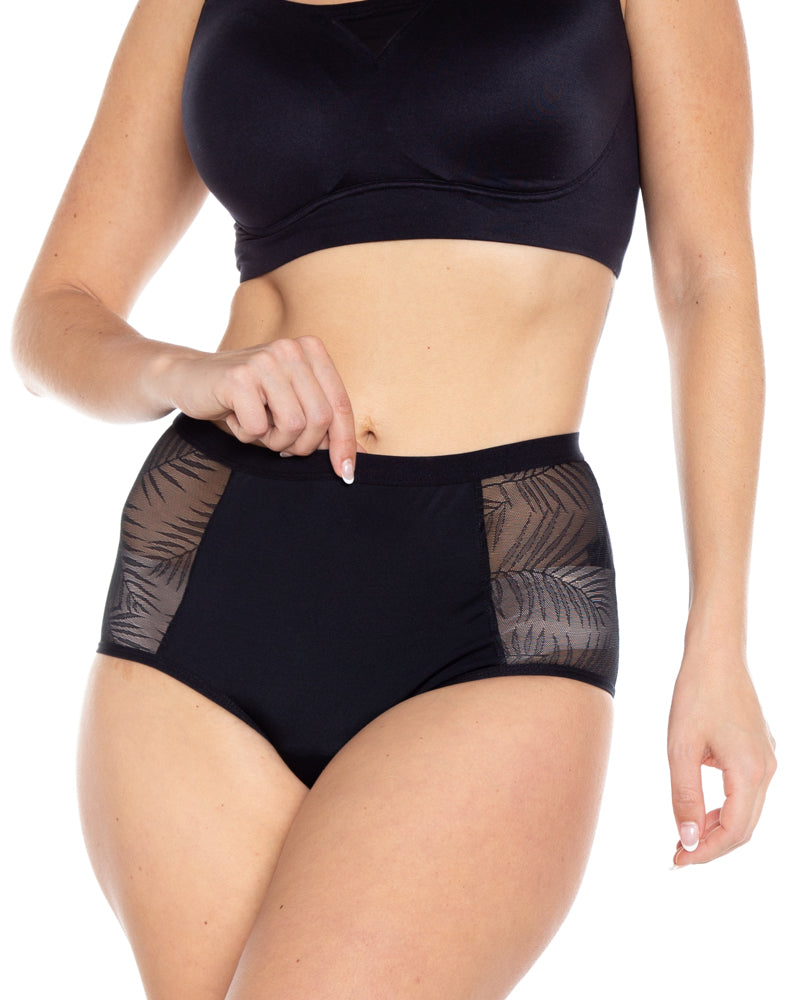 Palm Sheer Side Panel Leakproof High Waist Brief - Moderate Hold