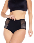 Palm Sheer Side Panel Leakproof High Waist Brief - Moderate Hold - style ly980