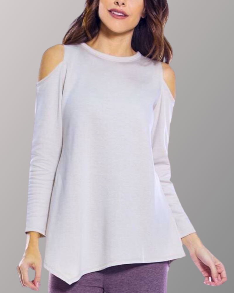Cold Shoulder Long Sleeve Top, Women's Clothing
