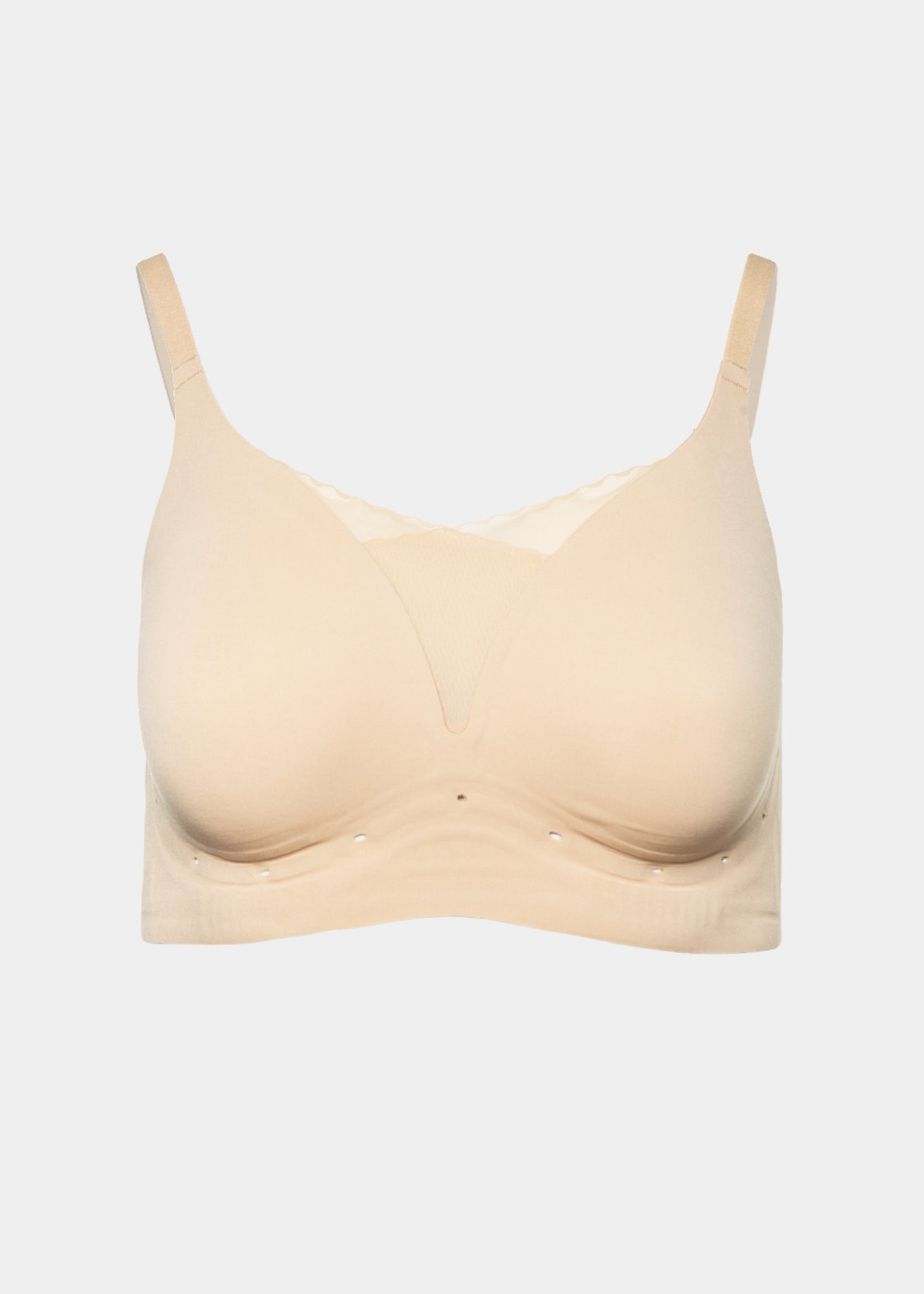 Style-1700-PERFORATED GEL BRA WITH MESH DETAIL-Light Beige