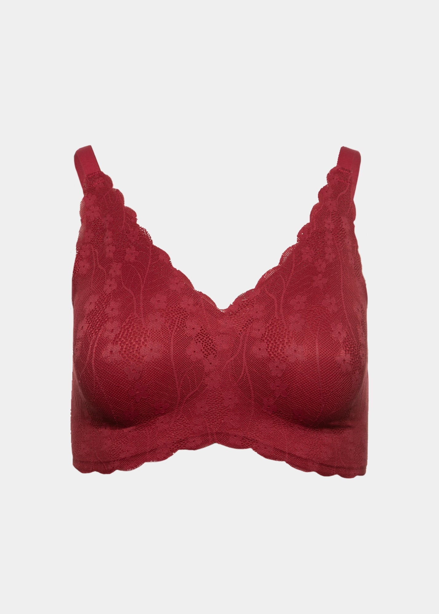 Style-2033-INVISIBLE EDGE SHEAR SCULPT WITH LACE OVERLAY BRA-Wine-Front