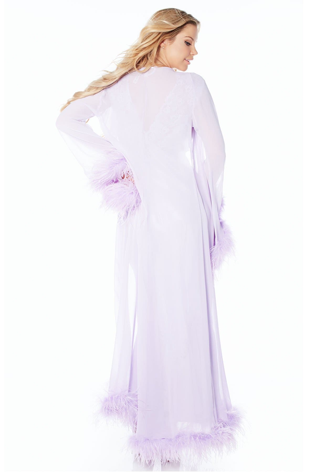 Harlow Ostrich Trim Robe - FINAL SALE_Rhonda_Shear_2