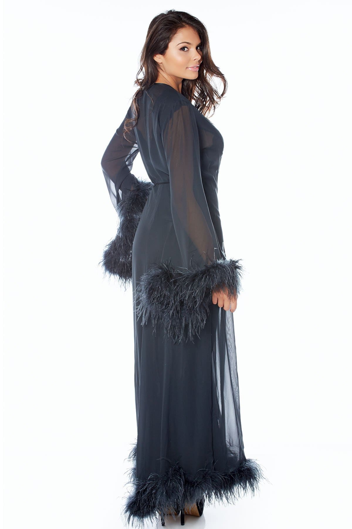 Harlow Ostrich Trim Robe - FINAL SALE_Rhonda_Shear_4
