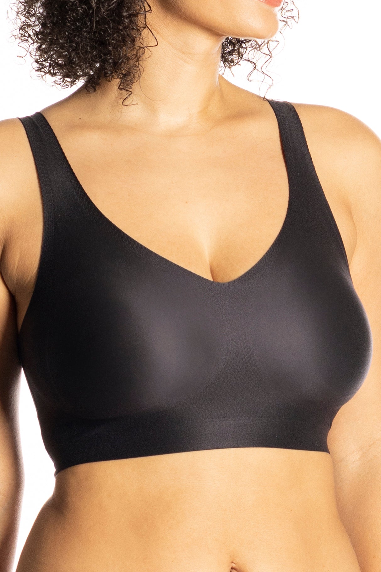 Brushed V-Neck Bra with Removable Pads - style 1681