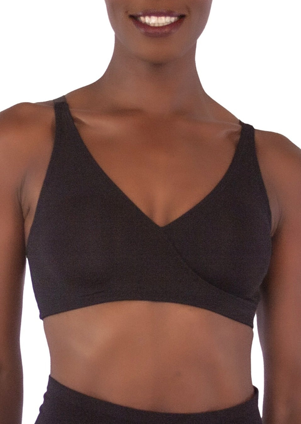 Ivory Rose Fuller Bust wrap front sports bra in black